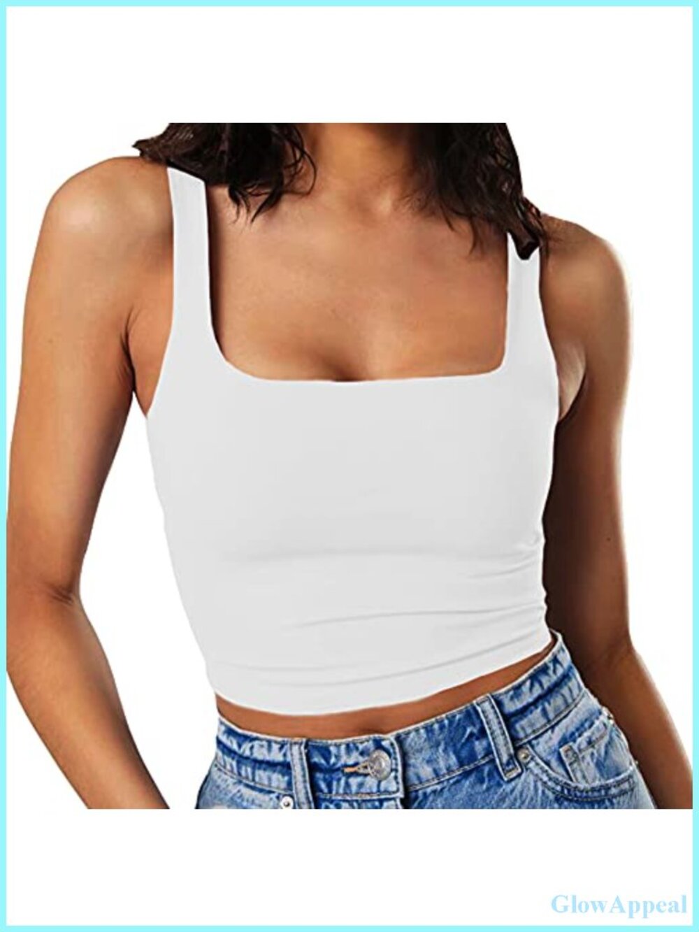 Sleeveless Strappy Square Neck Double Layer Crop Tank Top